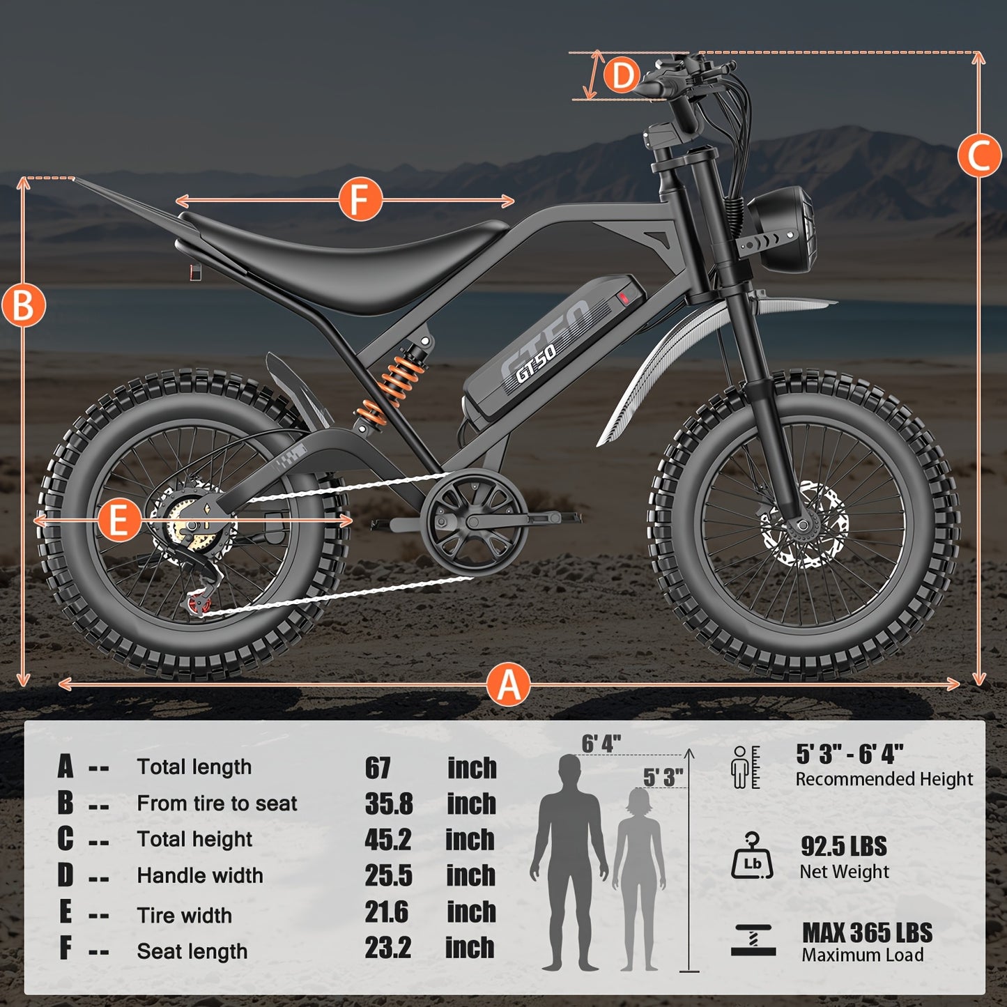 Electric Bike for Adults Teens, 749W Peak Off-Road Ebike, 27.9MPH And 65Miles, 20 X 3In Portable Electric Bike, Dual Suspension And Dual Brake, Commuting Ebike with Long-Seat, 365LBS