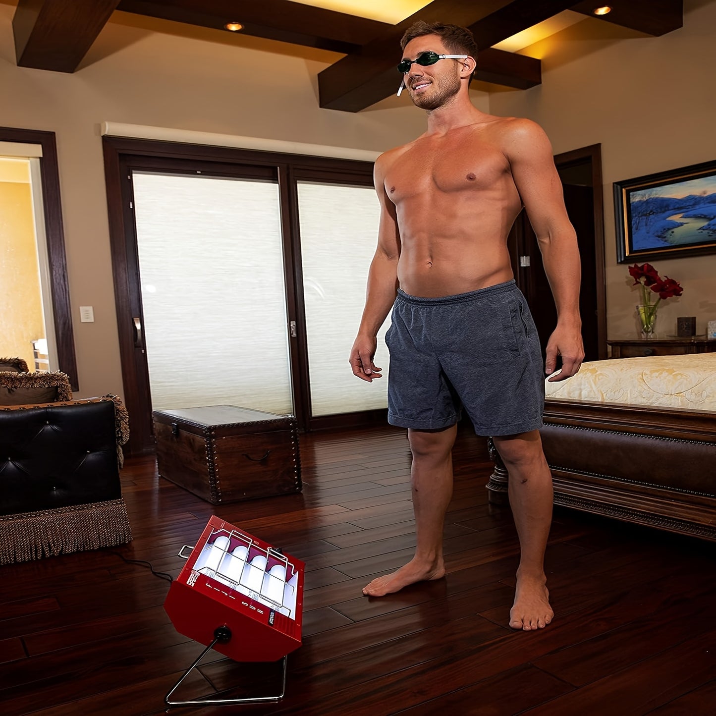 Professional Blue Light Therapy Sunbathing Lamp, 160W Adjustable Sunbathing Duration, 320 * 360Nm Wavelength, with A Full Body Sunbathing Salon at Home, Is The Perfect Gift for Others (2025 New Sunbathing+)