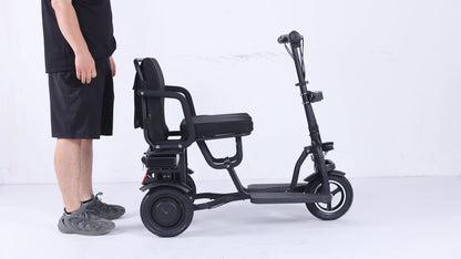 Adult Electric Scooter for Seniors, Lightweight Folding 3-Wheel Mobility E-Trike with 700W Dual Motor, Ergonomic Seat, Removable Battery, And Storage Basket - Black