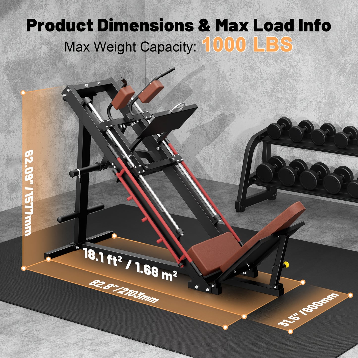 1 Hack Squat & Leg Press Combo Machine | Convertible Lower Body Trainer with Heavy-Duty Steel Frame, Adjustable Footplate & Padded Seat, Available in and Grey