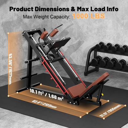 1 Hack Squat & Leg Press Combo Machine | Convertible Lower Body Trainer with Heavy-Duty Steel Frame, Adjustable Footplate & Padded Seat, Available in and Grey