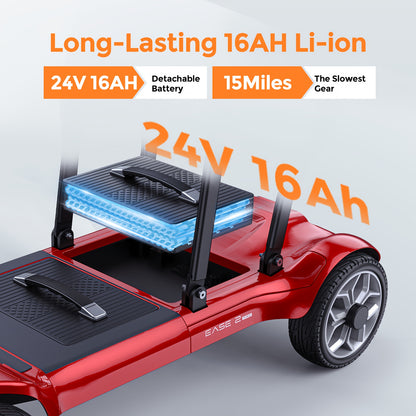 Foldable 4-Wheel Mobility Scooter For Seniors, 270W, 24V 10AH Battery (Single/Double Options), Adjustable Seat & Handlebars, Basket, 8" Tires, 256lbs Capacity, 28.9 KG, Leisurely Rides, Great Gift For Valentine'S Day