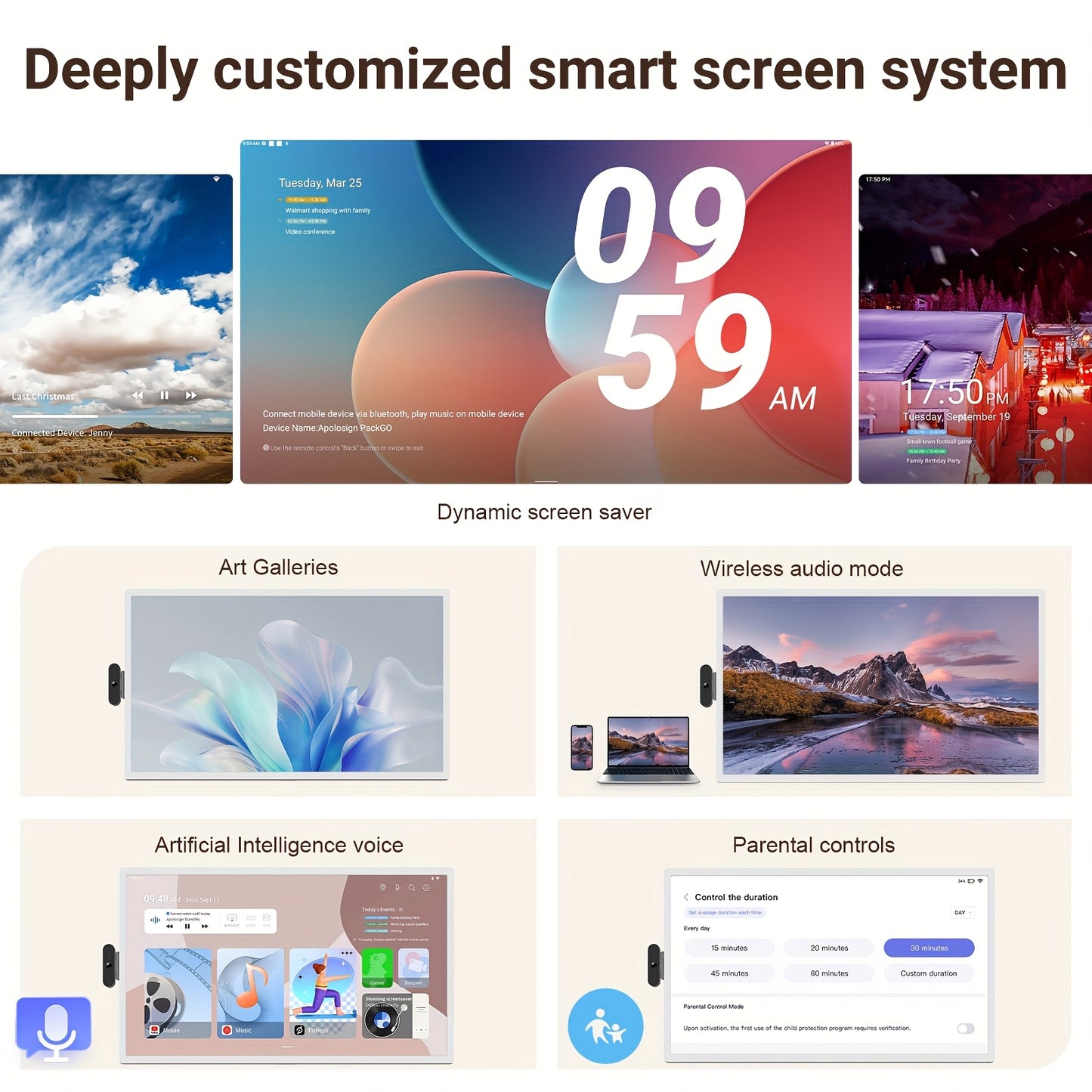 Apolosign 24/32" FHD 2nd Gen Mobile TV - Wheel Portable, Rotatable Touchscreen, (8+8)GB RAM+128GB ROM, Android 14, 9300mAh, Voice Remote