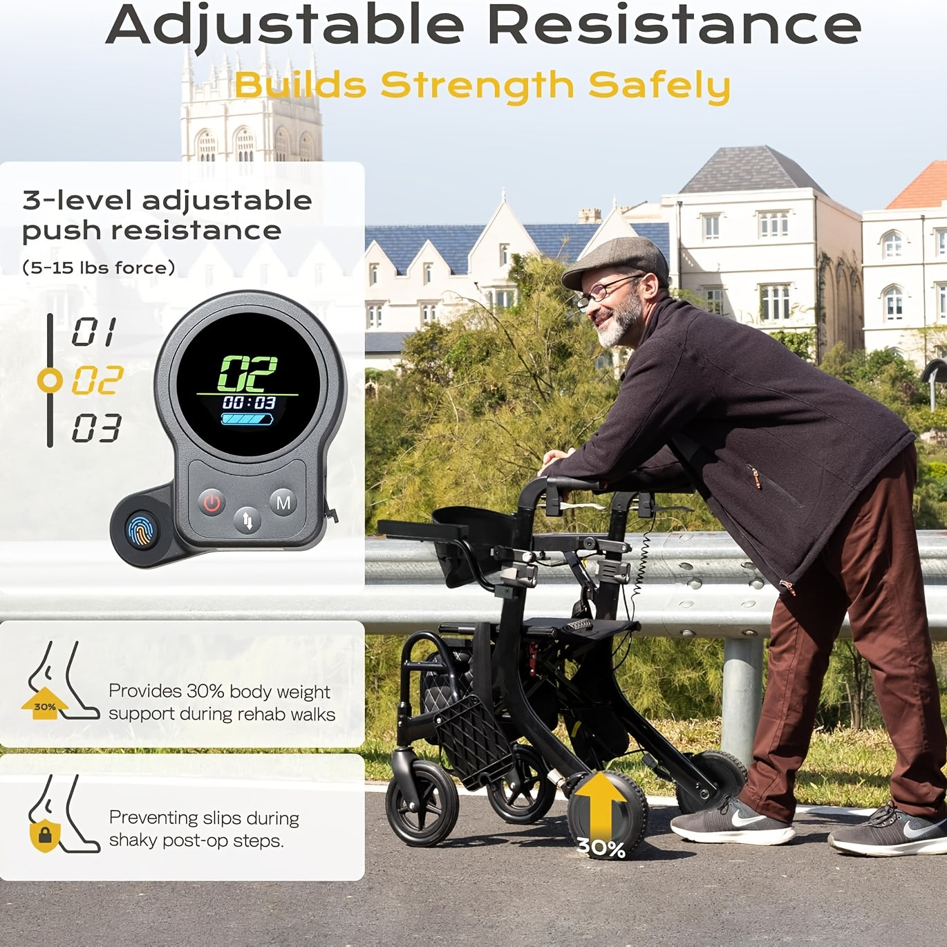 Sinceborn 4in 1 Rollator Walker Electric Wheelchair Combo, Electric Rollator Walker with Power Assist, Foldable Lightweight Transport Wheelchair, 600W Magnesium Alloy Motor Ideal for Elderly Rehab