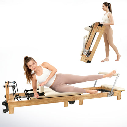 Pilates Reformer, Reformer Cadillac, Wall-Mounted Pilates with Multiple Springs, Quick-Assembly Grade Pilates Reformer Machine, Pilates Equipment with Sitting Box, Jump Board for Home Use And Studio Gym