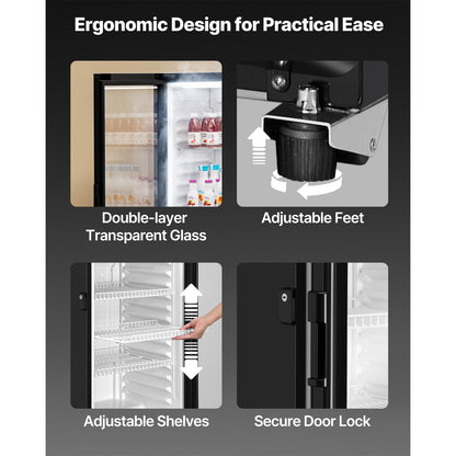 Commercial Merchandiser Refrigerator 5.7/8.1/11.47 CU.FT Glass Door Beverage Fridge