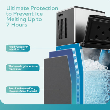 Industrial Ice Maker with a Capacity of 400 Pounds Per Day, Featuring a 250-Pound Storage Bin, Producing Ice in 8 to 15 Minutes, Made of Stainless Steel, Suitable for Bars, Cafes, Restaurants, And Businesses