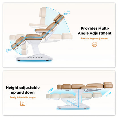 Professional Full Massage Bed with Lifting Device, Can Hold 1500 Pounds - Professional Adjustable Facial Bed for Beauty, Spa And Waxing