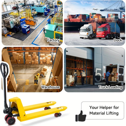 4400Lbs Manual Pallet Jack with Hydraulic Lift & Heavy-Duty Steel Frame - Hand- Forklift Suitable for Warehouse, Home, Moving Furniture, Refrigerator - Epoxy-Coated, Reinforced Forks & PU Wheels