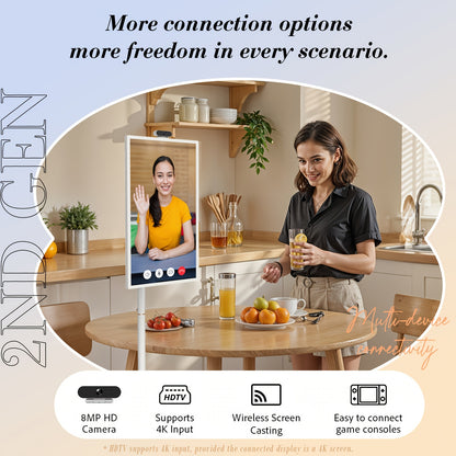 Holiday Upgrade Sensation, 32" UHD 4K Rotatable Touch Mobile Smart TV - Apolosign 2Nd Gen Portable Tv on Wheels, Touchscreen Monitor, 16GB+256GB, Wheel Portable & Voice Remote (Black Friday Must-Have), Tablet, Pad, Tablet, Pad