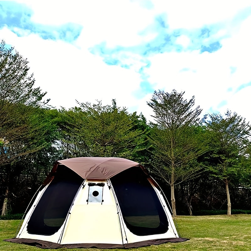 Outdoor Camping Spherical Tent Dome Black Glue Thickened Sunshade Large Space with Chimney