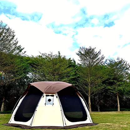 Outdoor Camping Spherical Tent Dome Black Glue Thickened Sunshade Large Space with Chimney