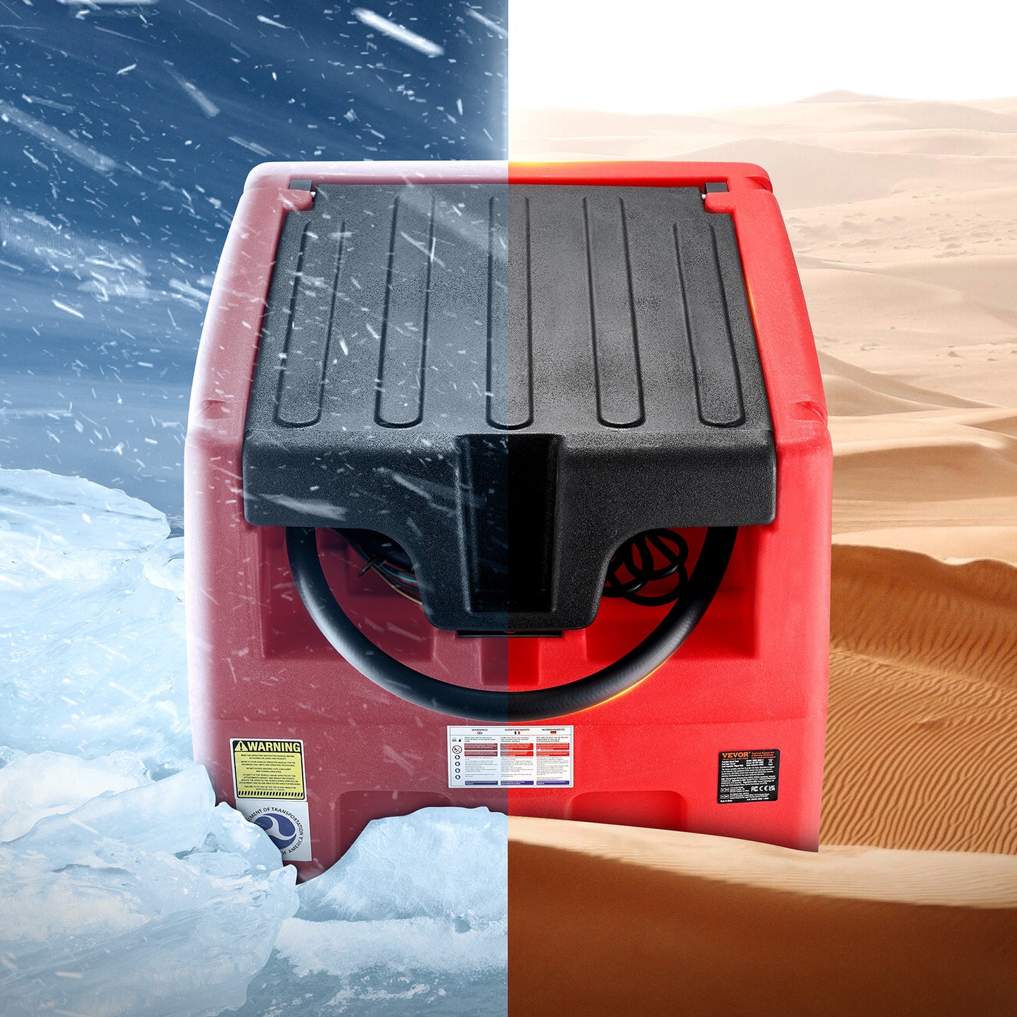 Portable Diesel Tank 48 Gal Fuel Tank with 12V Electric Transfer Pump Orange/Red