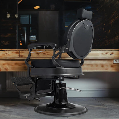 Heavy Industry Barber Shop Vintage Barber Chair, Hairdresser Reclining Salon Chair, Hydraulic Multi-function Barber Shop Beauty Spa Shampoo Hairdressing Equipment with Adjustable Headrest