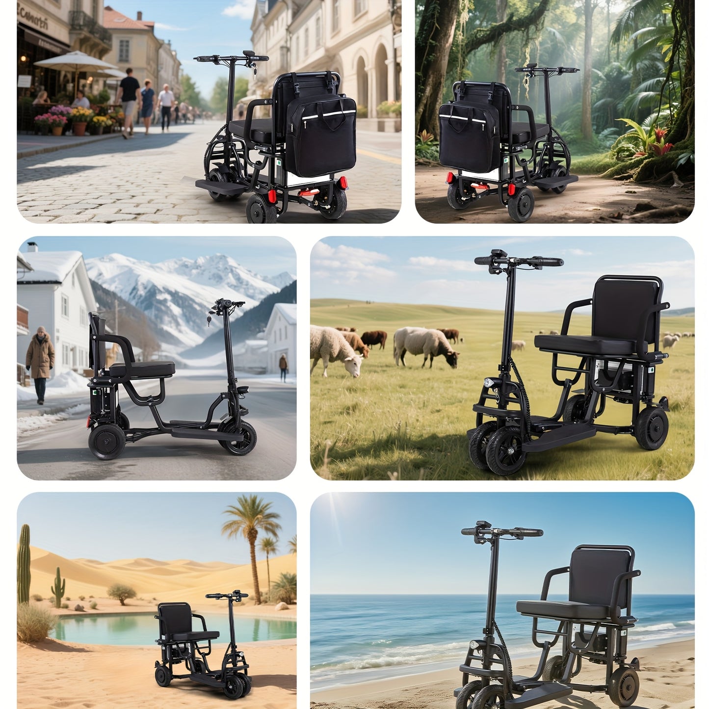 Mobility Scooters for Seniors, Dual Front Wheels, Autopilot Cruise Control, Airline Approved, 20 Miles Electric Scooter, 3 Gear Speed, Ultra Lightweight Folding Scooter