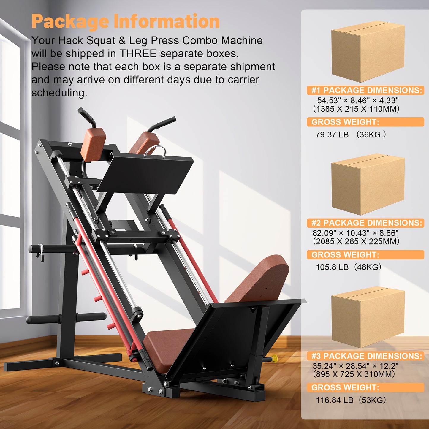1 Hack Squat & Leg Press Combo Machine | Convertible Lower Body Trainer with Heavy-Duty Steel Frame, Adjustable Footplate & Padded Seat, Available in and Grey