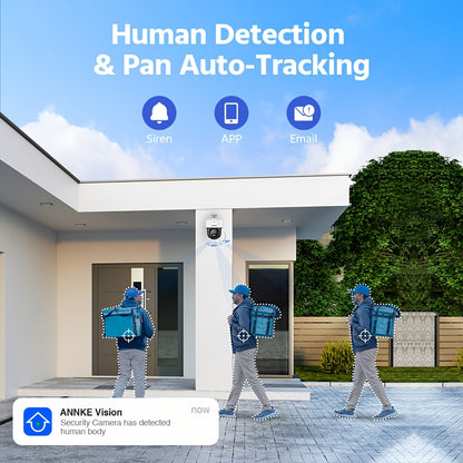 ANNKE CPT500 3K Security Camera System With Auto-Tracking, 345°Pan 80°Tilt, 8CH 12MP NVR With 4TB HDD, 8pcs 3K PoE Cameras Home Surveillance Wired, AI Human Detection, Smart Dual Light&2-Way Talk