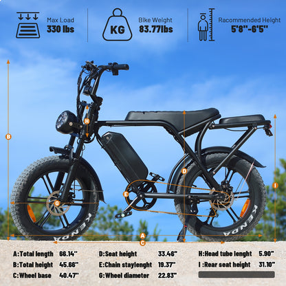 Electric Bike, V8 Electric Mountain Bike with 500W Motor 48V 15Ah-30Ah Removable Larger Battery 19mph/h 20'' Tire E Bike, Adult Electric Bicycles, Electric Dirt Bike, Electric Mountain Bike, Electric Bicycle for Adults, E Bike