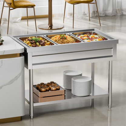 3-Pan/4-Pan/5-Pan Commercial Food Warmer Steam Table with Independent Temperature Control, 110V/220V