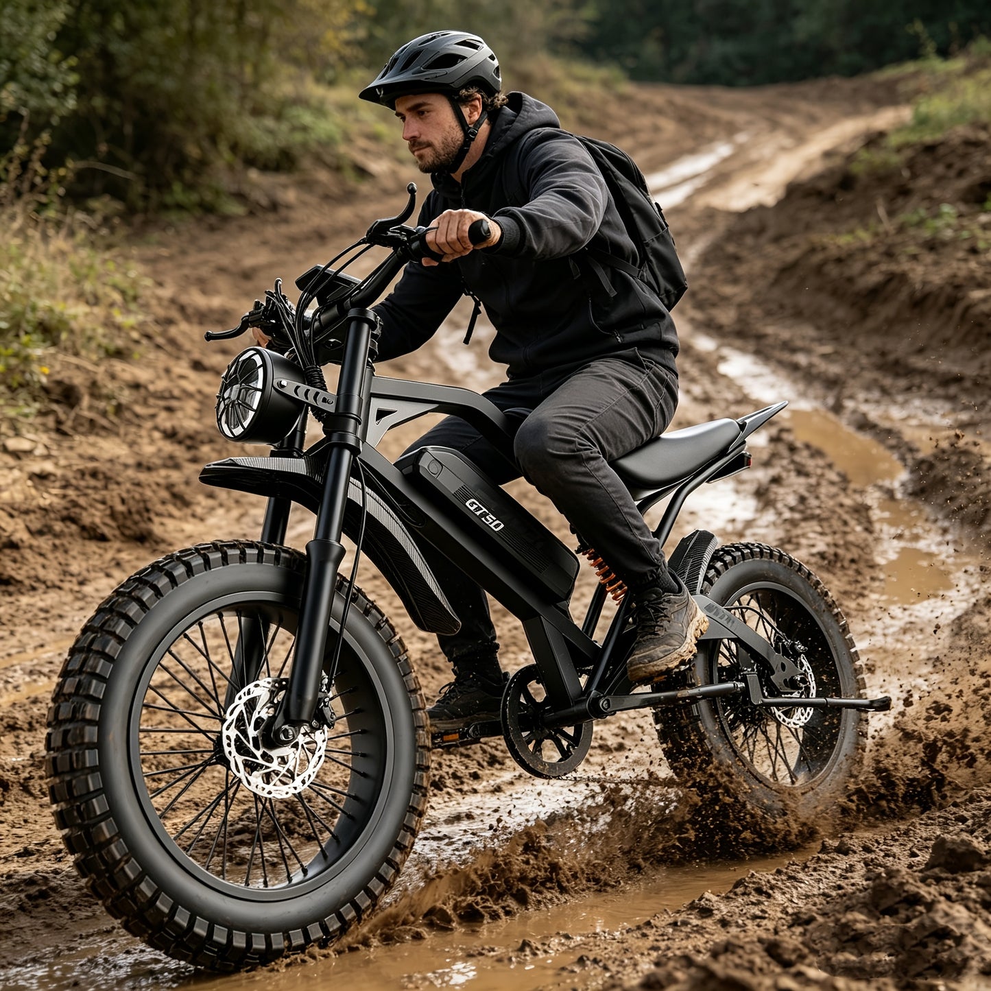 Electric Bike for Adults Teens, 749W Peak Off-Road Ebike, 27.9MPH And 65Miles, 20 X 3In Portable Electric Bike, Dual Suspension And Dual Brake, Commuting Ebike with Long-Seat, 365LBS