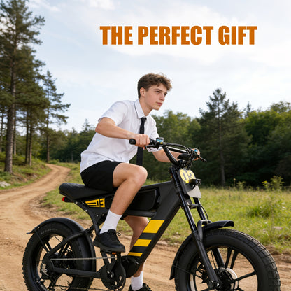 Hardcore Off-road Electric Bike, Featuring a Full Suspension System and Hydraulic Brakes to Conquer Rugged Mountain Trails. Equipped with 20"x4.0" Wide Tires and a 48V 18Ah Battery for 40-60 Miles of Range, This 7-speed All-terrain Beast