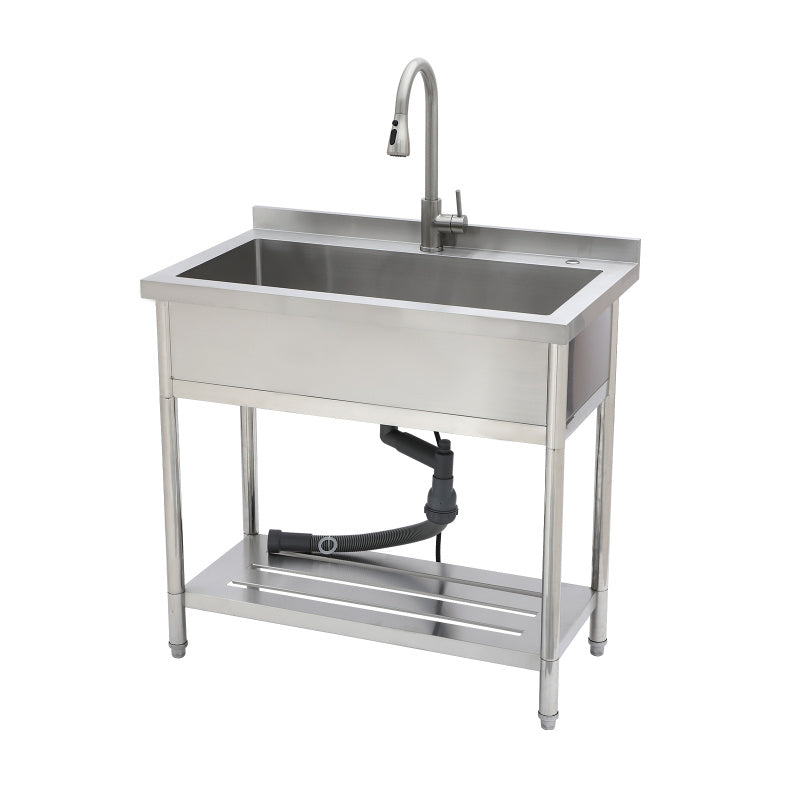21'D X 36'W X 35.5'H Stainl Steel Large Utility Sink Single Bowl Freestanding Commercial Restaurant Sink with Pull-Out Faucet Utility Sink for Laundry Room Garage Kitchen
