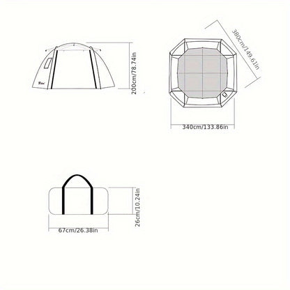 Outdoor Camping Spherical Tent Dome Black Glue Thickened Sunshade Large Space with Chimney