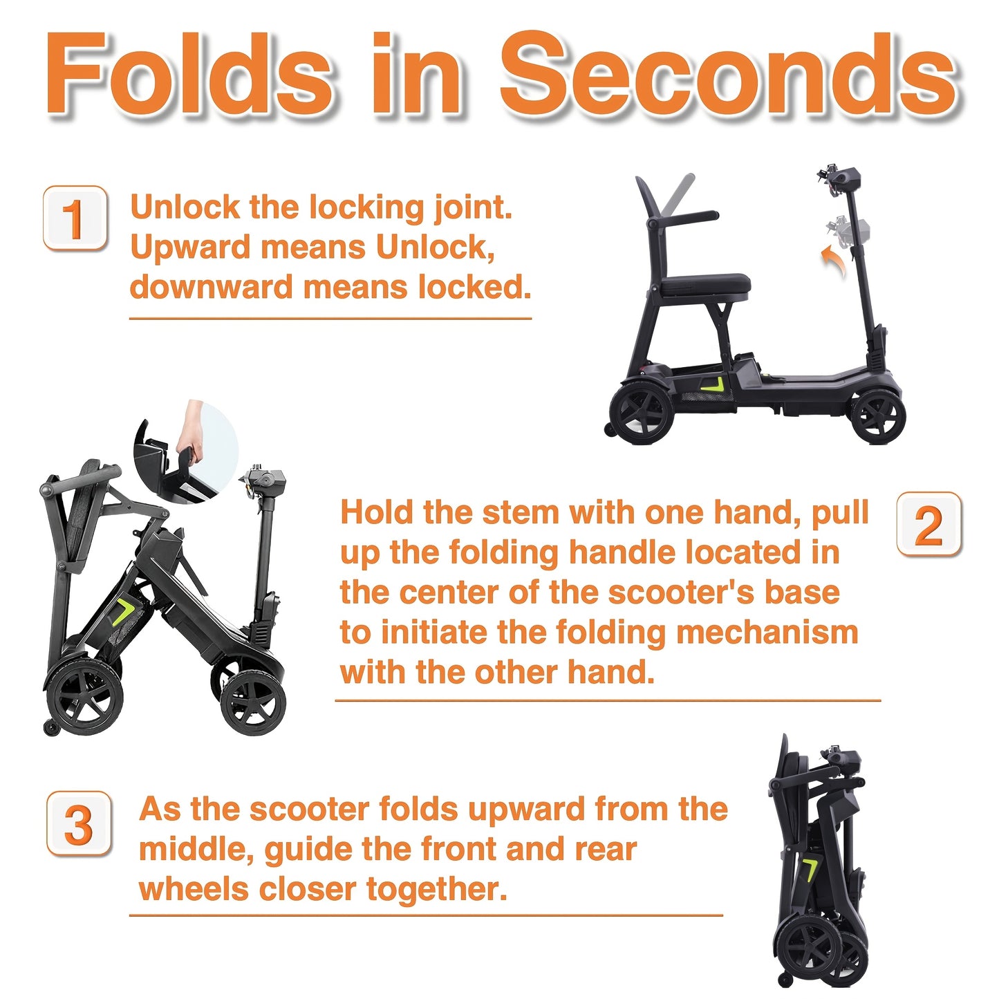 A Lightweight, Foldable Four-wheeled Electric Mobility Scooter Suitable For Seniors And Adults, Equipped With Dual Removable Batteries, Meeting Air Travel Standards, Offering A Long Range, And A Top Speed Of 5 Mph