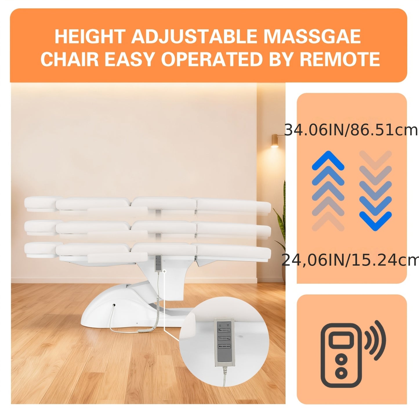Electric Facial Chair Height Adjustable Tattoo Chair Electric Adjustable Angle Lash Bed with Hydraulic Stool Equipment Massage Chair with 3 Adjustable Electrical Motors