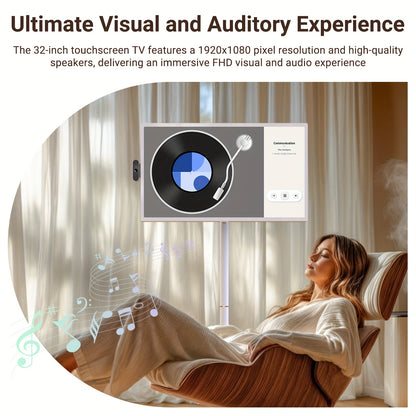 Apolosign 24/32" FHD 2nd Gen Mobile TV - Wheel Portable, Rotatable Touchscreen, (8+8)GB RAM+128GB ROM, Android 14, 9300mAh, Voice Remote