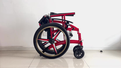 Lightweight Adult Wheelchair Self-Propelled, 33Lbs Foldable Aluminum Manual Wheelchair with Adjustable Footrests, Portable Travel Wheelchair 220Lbs Capacity