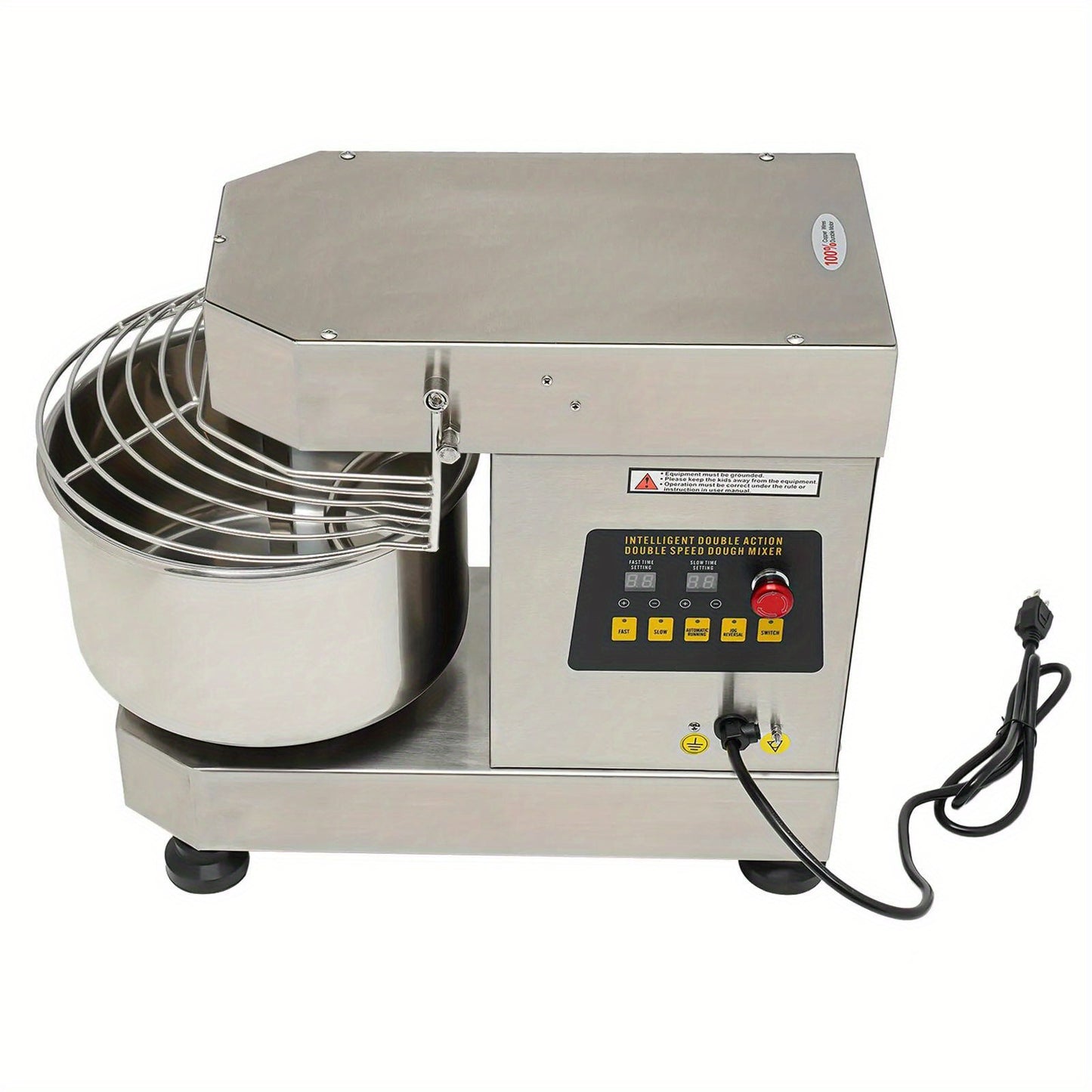Commercial Food Mixer, 750W Dual Rotating Dough Mixer, Stand Mixer with Stainless Steel Bowl, 10.5Qt Capacity, Security Shield Included, Baking Equipment for Restaurant Pizzeria
