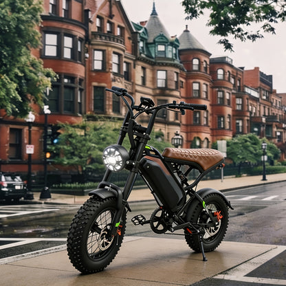 Electric Bike for Adults, 48V 15.6Ah Removable Battery, 19.8MPH Top Speed, 35-45 Mile Range, 16"x4" Tire, Double Shock Absorber, Dual Disc Brakes, High Carbon Steel Frame