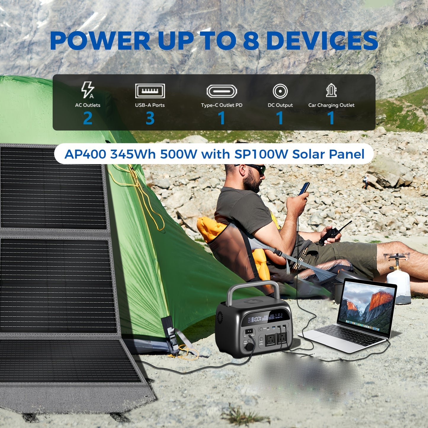 Ctolity 2400W 1600W 500W Portable Power Station, AP2000 2048Wh 2400W, AP1000 1024Wh 1600W, AP400 345Wh 500W Power Bank, Lifepo4 Battery, UPS Function, 200W 100W Foldable Solar Panel, Camping Equipment, Solar Generator  Brand: CTOLITY