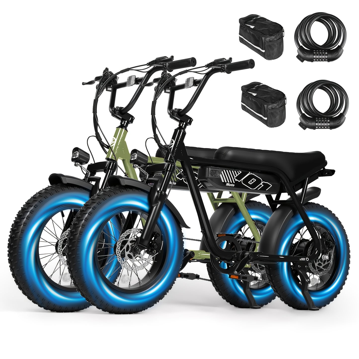 2 Pack ESKUTE's Latest 2026 Electric Bicycle Model for Adults/Teens - Removable Battery Electric Bike, 16" ×4" Tire, 749W Peak Motor, 48V 13Ah Removable Battery, 7-Speed, The Best Choice for Gifts, Includes Free Phone Bag and Combination Lock
