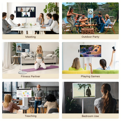 Apolosign 24/32" FHD 2nd Gen Mobile TV - Wheel Portable, Rotatable Touchscreen, (8+8)GB RAM+128GB ROM, Android 14, 9300mAh, Voice Remote