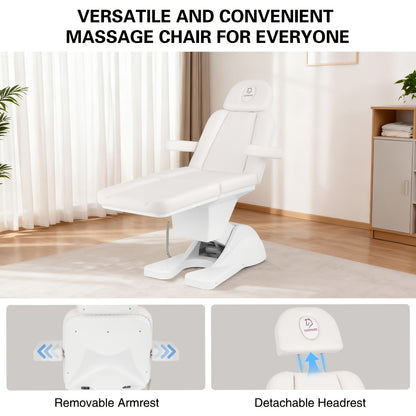 Electric Facial Chair Height Adjustable Tattoo Chair Electric Adjustable Angle Lash Bed with Hydraulic Stool Equipment Massage Chair with 3 Adjustable Electrical Motors