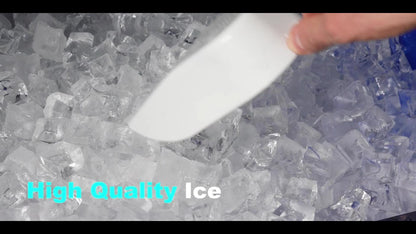 Industrial Ice Maker with a Capacity of 400 Pounds Per Day, Featuring a 250-Pound Storage Bin, Producing Ice in 8 to 15 Minutes, Made of Stainless Steel, Suitable for Bars, Cafes, Restaurants, And Businesses