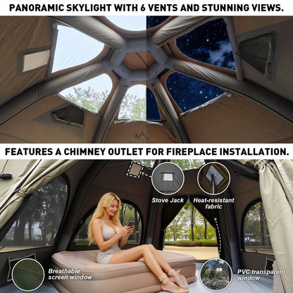 Spherical Inflatable Camping Tent, Green Air Tent With Inflatable Pump, And Windproof, Suitable For Year-round Camping
