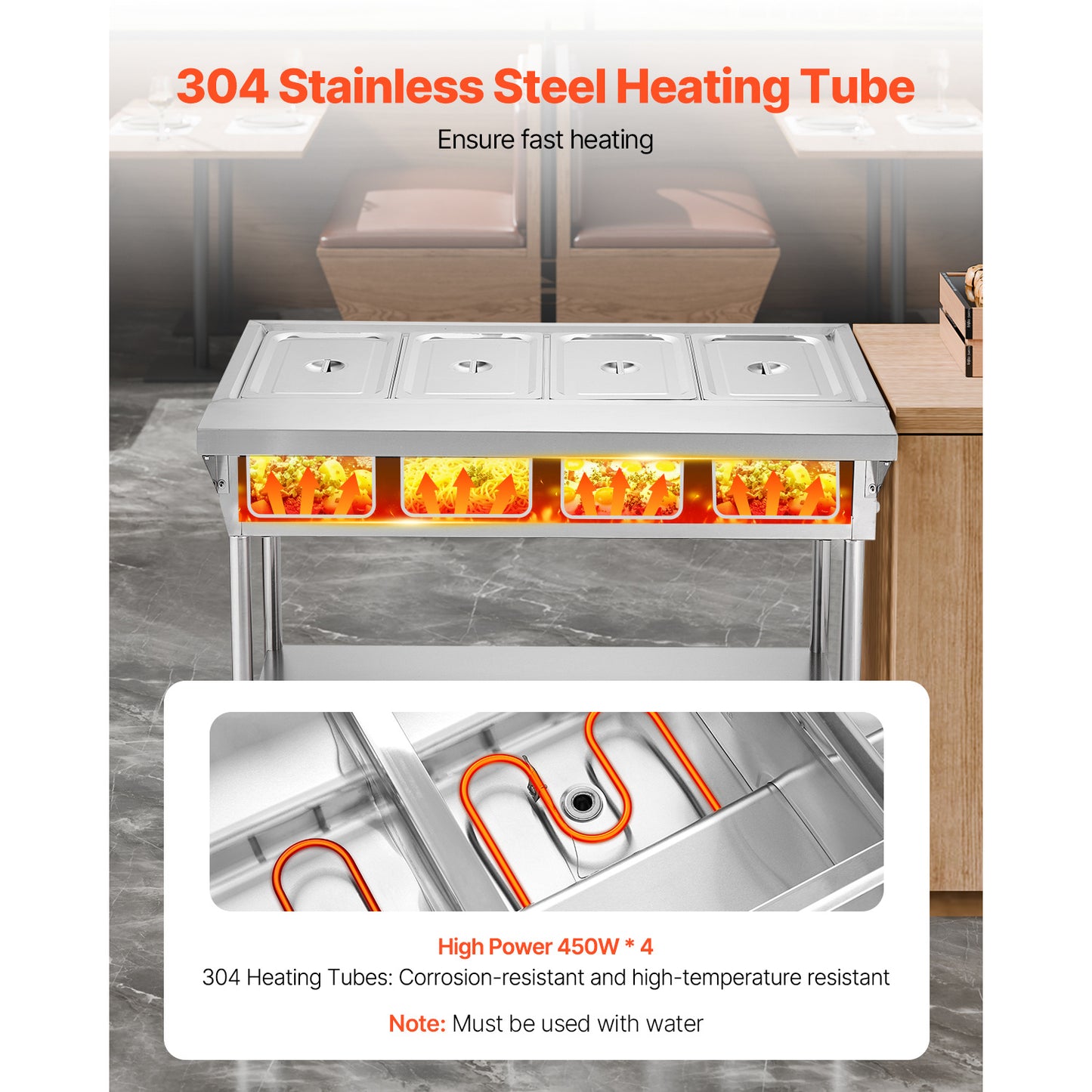 3-Pan/4-Pan/5-Pan Commercial Food Warmer Steam Table with Independent Temperature Control, 110V/220V