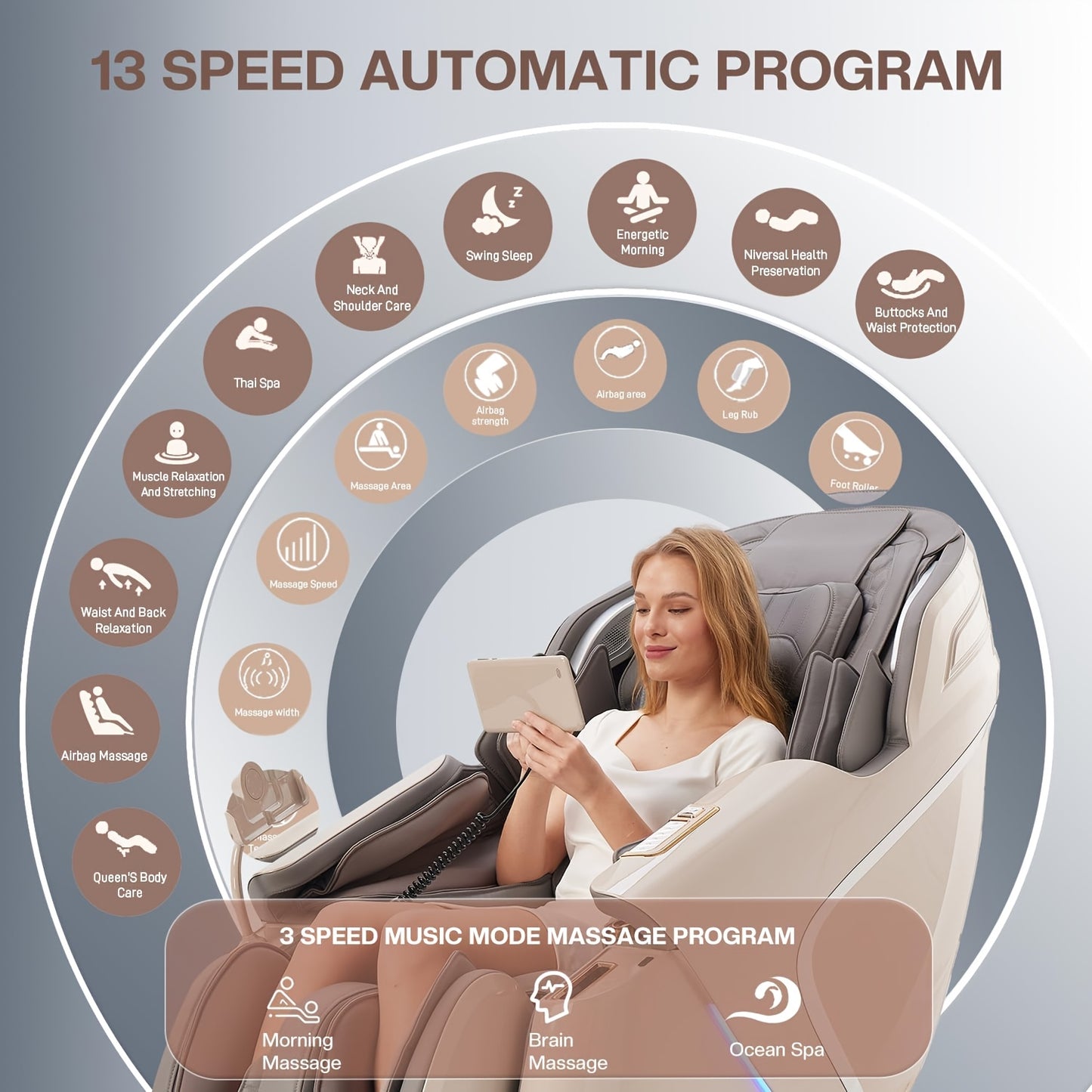 Yitouch 5D Massage Chair, Music Physiotherapy, Yoga Stretch, Zero Gravity Massage Chair, Automatic Calfrest Extension, Calf Kneading-Full Body Relaxation, Massage Chairs Full Body