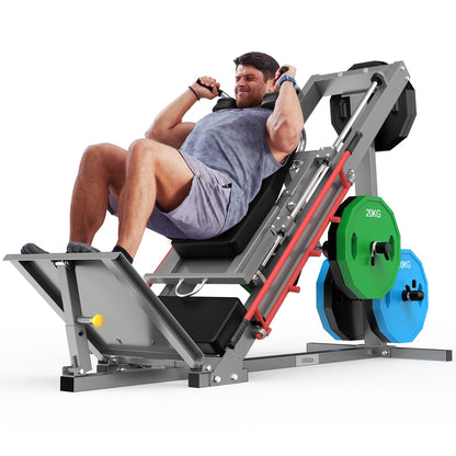 1 Hack Squat & Leg Press Combo Machine | Convertible Lower Body Trainer with Heavy-Duty Steel Frame, Adjustable Footplate & Padded Seat, Available in and Grey