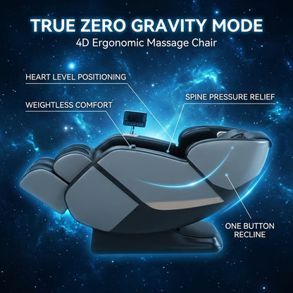 Yitouch Massage Chair, Full Body Massage Chair, Zero Gravity Chair, Portable Direct Rail Kneading Massage Chair, Safety Airbags, Foot Rollers, Gray Color