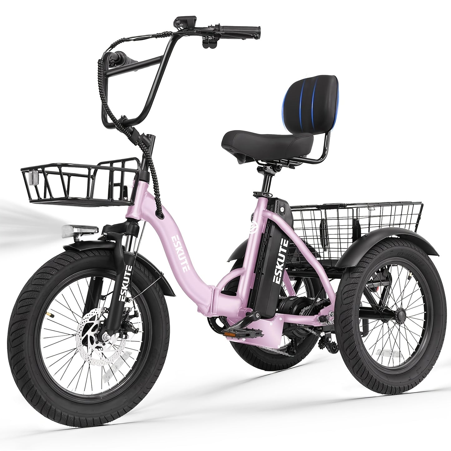 (June Member Day Priority Shopping)ESKUTE E Three-wheeled Electric Bicycle, Folding Electric Tricycle, 18X3.0 Wide Tires, Long-range 624Wh Battery