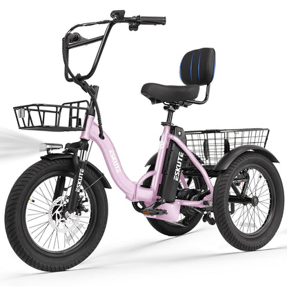 (June Member Day Priority Shopping)ESKUTE E Three-wheeled Electric Bicycle, Folding Electric Tricycle, 18X3.0 Wide Tires, Long-range 624Wh Battery