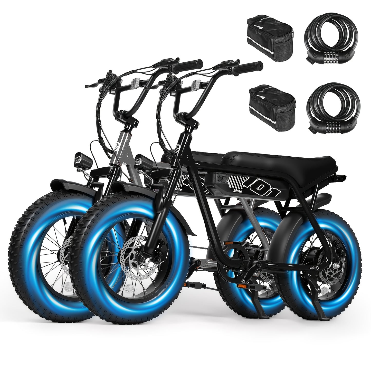 2 Pack ESKUTE's Latest 2026 Electric Bicycle Model for Adults/Teens - Removable Battery Electric Bike, 16" ×4" Tire, 749W Peak Motor, 48V 13Ah Removable Battery, 7-Speed, The Best Choice for Gifts, Includes Free Phone Bag and Combination Lock