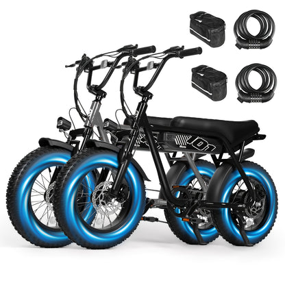 2 Pack ESKUTE's Latest 2026 Electric Bicycle Model for Adults/Teens - Removable Battery Electric Bike, 16" ×4" Tire, 749W Peak Motor, 48V 13Ah Removable Battery, 7-Speed, The Best Choice for Gifts, Includes Free Phone Bag and Combination Lock