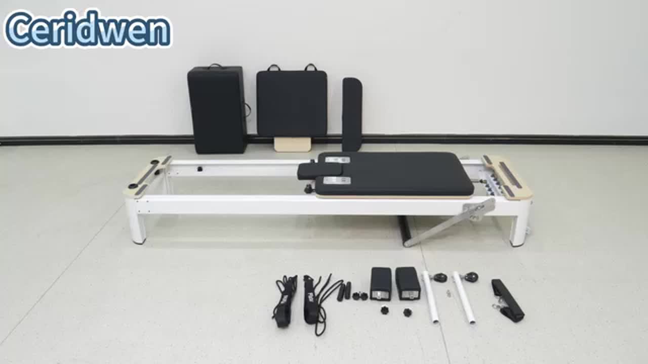 Pilates Reformer Machine, 95" Foldable Studio Grade Pilates Equipment with Adjustable Reformer Heights for Gym, Studio And Home, Pilates Reformer with Jump Board