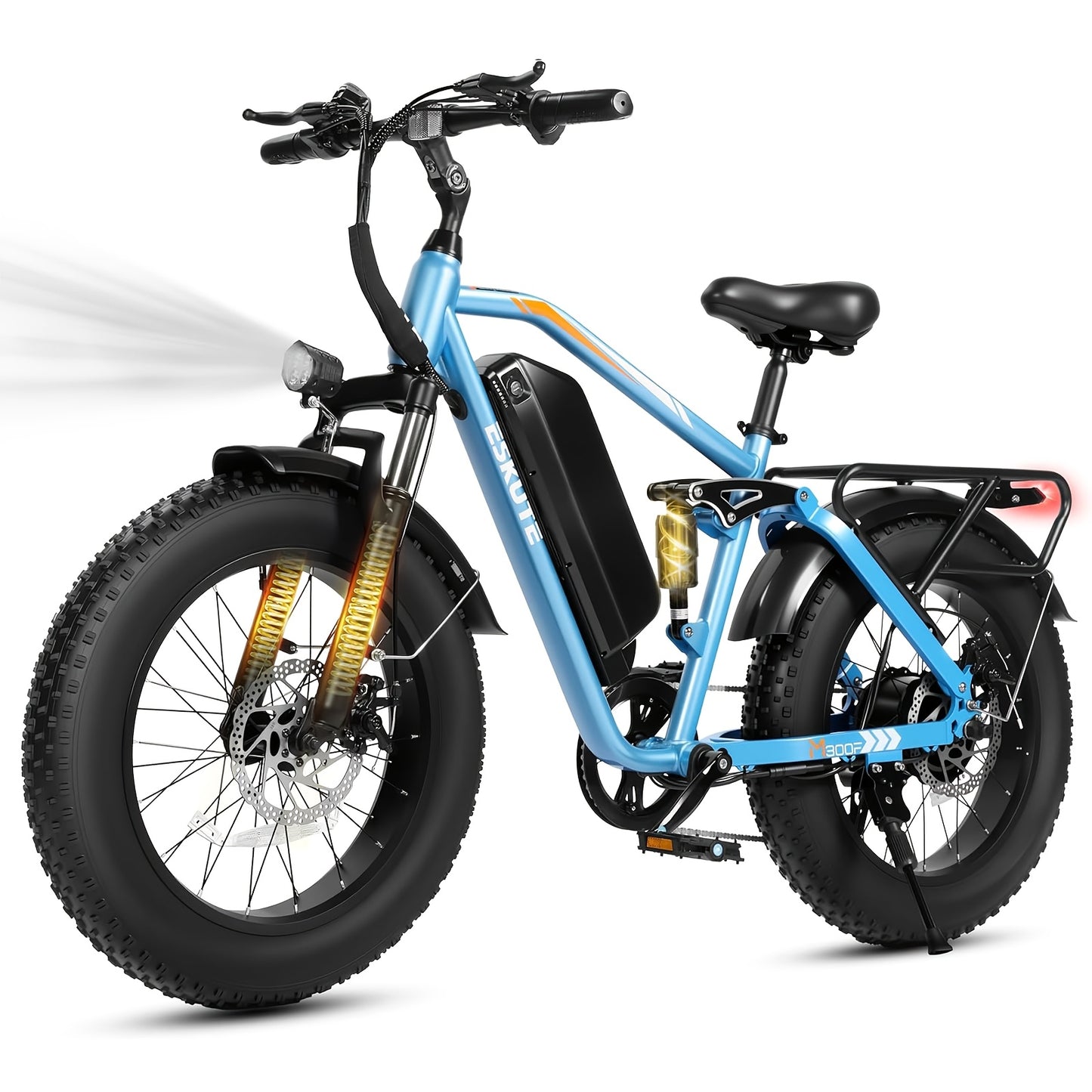 ESKUTE M300F Electric Bike for Adults 80Miles, 20.8ah Long Range And Removable Battery, 20x4 Tire Electric Mountain Bike for Men Women