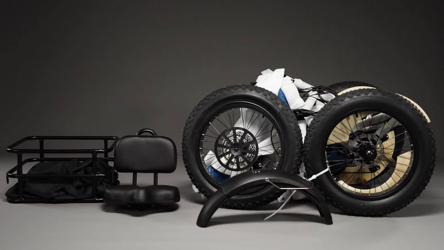 Full Suspension Electric Tricycle for Adults, Rear Mounted High-power Motor, 20" Tire Wide Seat Electric Trike with Reverse, 48V 720Wh Battery 75 Miles 19MPH Cargo Tricycle with Torque Sensor, Large Basket, Turn Signal